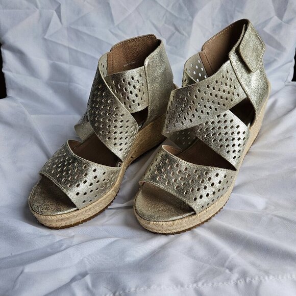 Eileen Fisher Willow Espadrille Wedge Sandals Size 7.5 - Picture 1 of 12